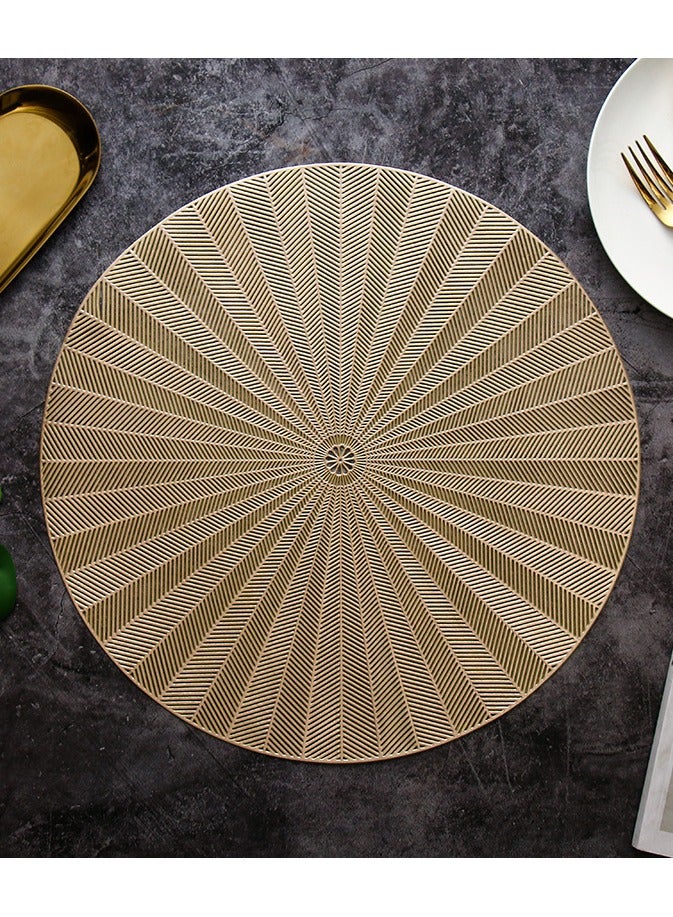 DB Innov. Golden Round Placemats, 4 Pcs Vinyl Cutout Placemats, Non-Slip Stain Heat Resistant Place Mats for Dining Table, 15x15 Inch - Image 1